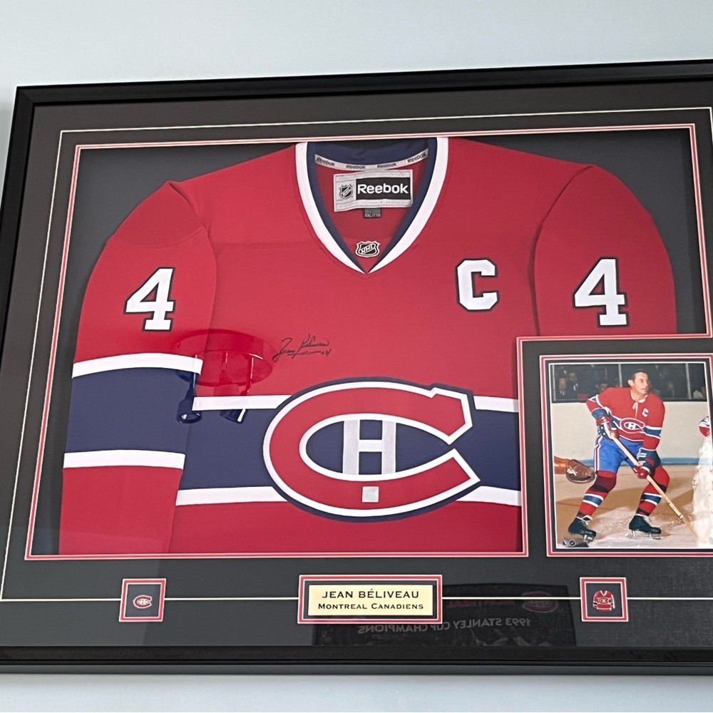 SIGNED JEAN BELIVEAU MONTREAL CANADIENS JERSEY FRAME with COA